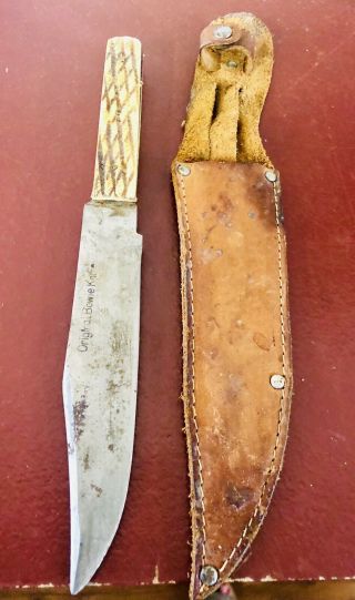 VINTAGE SOLING BOWIE KNIFE WITH LEATHER SHEATH 2