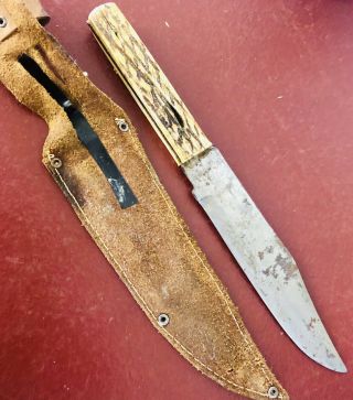 VINTAGE SOLING BOWIE KNIFE WITH LEATHER SHEATH 6
