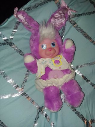 Vintage 1990 Magic Nursery Pet Bunny Purple 12” Mattel Clothes