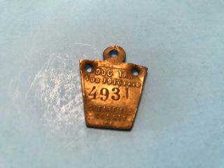 Vintage Antique Clearfield County Pa 1916 Dog Tax Tag Metal