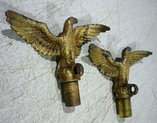 TWO Antique Cast Bronze American Eagle Flag pole Topper Sculptures.  Solid bronze 6