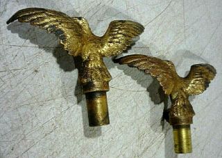 TWO Antique Cast Bronze American Eagle Flag pole Topper Sculptures.  Solid bronze 7