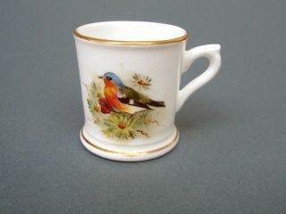Antique Miniature Royal Worcester Hand Painted Porcelain Mug Chaffinch 1918
