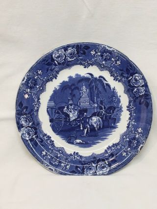 Vtg Antique Blue Transferware Spanish Festivities 1798 George Jones Plate 10”