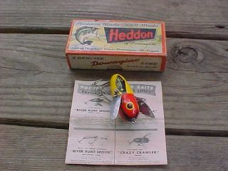 Vintage Heddon Crazy Crawler Lure Box Paper Wood Yrh Never In Water 2120 Red