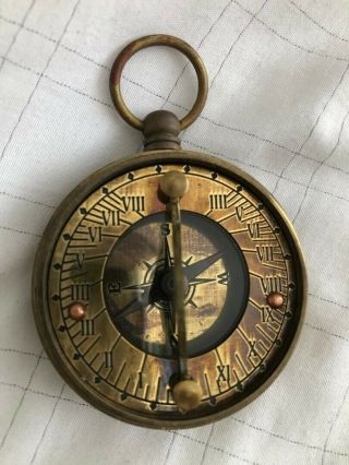 Antique Brass Sundial Compass Handmade Dolland London Square Compass Pocket Gift