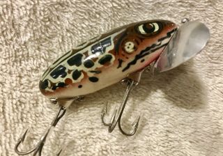 Fishing Lure Fred Arbogast 3/8 Jitterbug In Rare White Belly Brown Leopard Frog 2