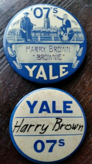 Antique Yale College Pins,  1907 Class Reunion Pins 4 Inches Across