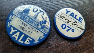 ANTIQUE YALE COLLEGE PINS,  1907 Class Reunion Pins 4 INCHES ACROSS 2