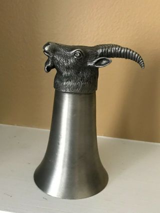 Pewter Ware Goat Decoration 95 Tin Made In Thailand,  5.  5 " H 3.  5 " W 3 " D