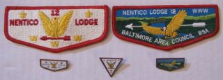 Bsa Order Of The Arrow,  Nentico Lodge 12 2 Flaps (s3c & S5a),  3 Hat Pins
