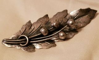 Antique Sterling Silver Signed " Damasco Gallegos " Taxco Mexico Brooch