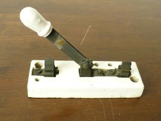 Vintage Porcelain Ceramic Base Single Pole Electrical Knife Switch