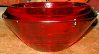 VINTAGE MID CENTURY MODERN WATERFORD CRYSTAL RUBY RED GLASS ROUND BOWL 8 1/2 
