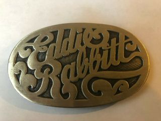 Eddie Rabbitt 1975 Elektra Records Promo Silver Belt Buckle 3 1/2 " X 2 "