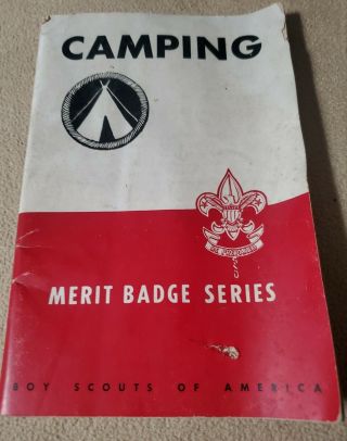 Vintage 1943 " Camping " Boy Scout Merit Badge Book Featuring Philmont Scout Ranch