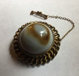 Antique Victorian Gold Filled Operculum Pin Brooch