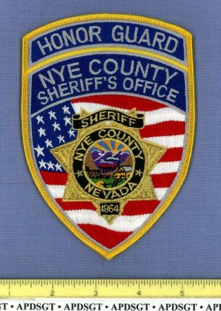 Nye County Sheriff Honor Guard  Nevada Police Patch Gold Mylar Us Flag