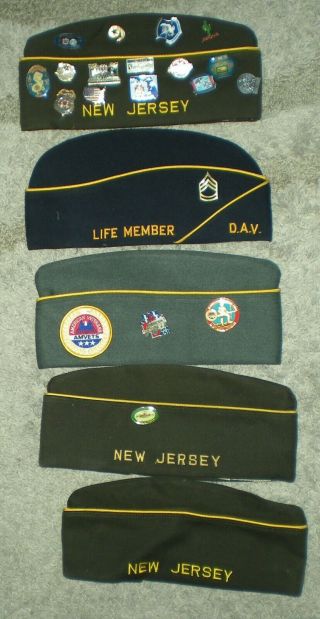 Vintage VFW Veterans Of Foreign Wars Hat & Pins Jersey Post Sz 6 7/8 7 3/8 2