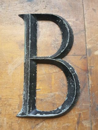 Antique Bronze Beveled Shop Sign Letter B - 6 " Metal Distressed Patina Vintage