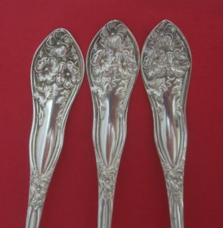 Set of 3 Antique 1913 Fairfield Plate ONE pattern Oval Soup Spoons Floral 2