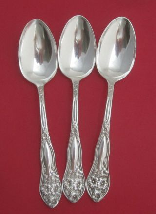 Set of 3 Antique 1913 Fairfield Plate ONE pattern Oval Soup Spoons Floral 3
