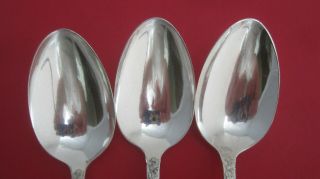 Set of 3 Antique 1913 Fairfield Plate ONE pattern Oval Soup Spoons Floral 5