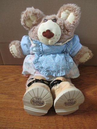 Large 22 " Vintage Furskins Plush Teddy Bear With Dress And Boots