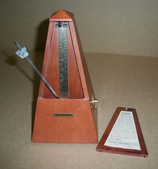 Vintage Seth Thomas Metronome Cherry Wood Case Wind - Up