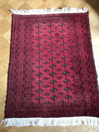 Fine Vintage Traditional Hand Made Indian Oriental Wool Red Rug Carpet 125x160cm