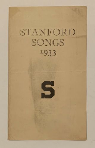Antique 1933 Stanford University Football Songs Book Vintage Early College Old