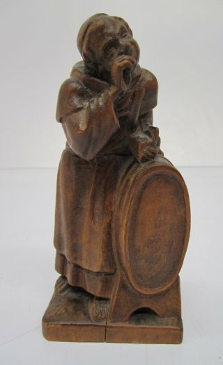 Vtg Carved Wood Wooden Monk Friar Barrel Figurine Statue Black Forest German?