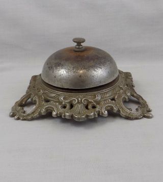 Ornate Victorian / Edwardian Shop Counter / Hotel Reception Cast Desk Bell