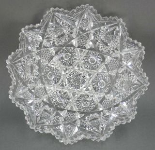 Antique Abp Cut Crystal Glass Star Bowl American Brilliant Pattern