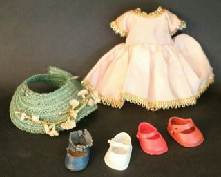 Vintage Vogue Ginny Doll Accessories Shoes Hat,  Dress,  Vintage Doll Clothing 50s