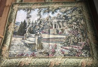 Large Vintage Wall Tapestry Hanging Palace Garden Lined 43”x36”