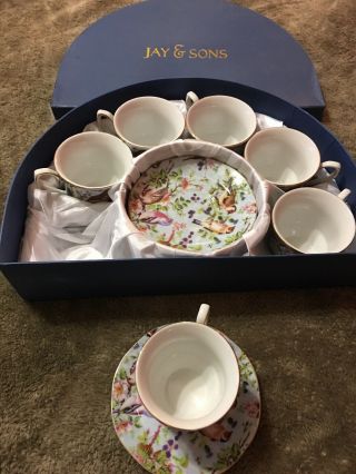 Set Of 6 Jay & Sons Cups And Saucers In Case