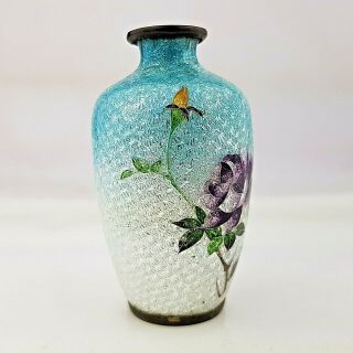 Signed Antique Meiji Ginbari Cloisonne Enamel Vase 6.  5cm 3