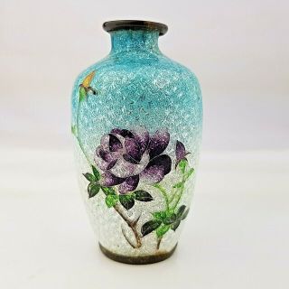Signed Antique Meiji Ginbari Cloisonne Enamel Vase 6.  5cm 6
