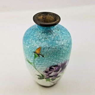 Signed Antique Meiji Ginbari Cloisonne Enamel Vase 6.  5cm 7