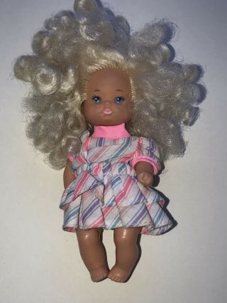 Mattel 1976 Vintage Heart Family Curly Blonde Twin Baby Girl Doll 4 " Htf