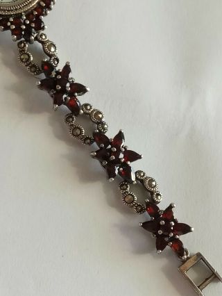 A pretty Vintage Silver Marcasite and garnet Watch vintage jewellery 7