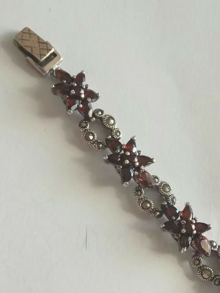 A pretty Vintage Silver Marcasite and garnet Watch vintage jewellery 8