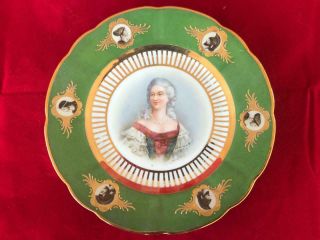 Fine Antique Prov Saxe Es Prussia Porcelain Portrait Plate Madame Du Barry