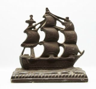 Vintage Cast Iron Nautical Sailing Ship Bookend Door Stop Paperweight