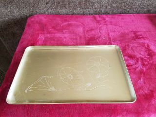 Vintage Everlast Neocraft Gold Toned Serving Tray Flowers 14.  25 "