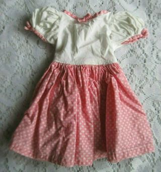 Cute Vintage Tagged Mary Hoyer Pink & White Polka Dot Doll Dress W/3 Tiny Bows