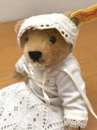Vintage Steiff Christening Baby Girl Teddy Bear 0155/15 With Button & Tag German
