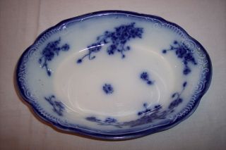 Antique Grindley Flow Blue Embossed Le Pavot Oval Vegetable Dish