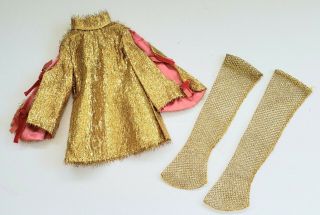 " Turned On Mini " Vintage Ideal Crissy Gold & Pink Dress W/ Htf Fishnet Stockings
